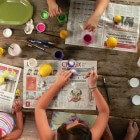 Tekenen met kinderen: batik met waskrijt en ecoline